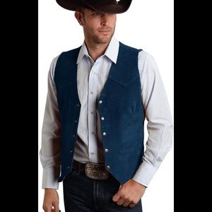 Men’s Vintage Western Suede Leather Vest Personal Choice Vest Pockets Me…